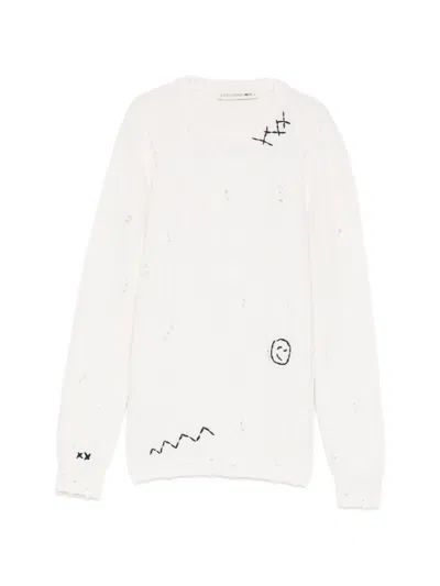 Joshua Sanders Distressed Crew-neck Sweater In Metallic