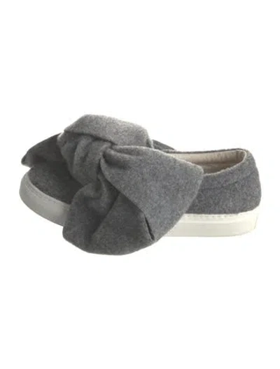 Pre-owned Joshua Sanders Felt Bow Accents Sneakers In Gray