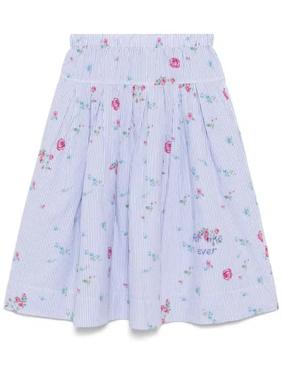 Joshua Sanders Floral Seersucker Skirt In Blue