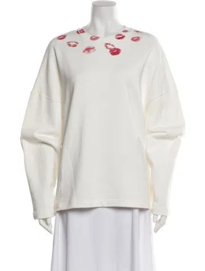 Pre-owned Joshua Sanders Graphic Print Crew Neck Top In White