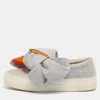 Joshua Sanders Grey Knit Fabric Bow Slip On Sneakers In Gray