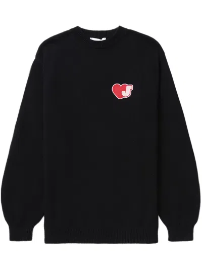 Joshua Sanders Heart-motif Cotton Jumper In Black