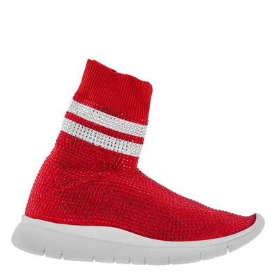 Joshua Sanders Ladies Red Sneakers Sock All Strass