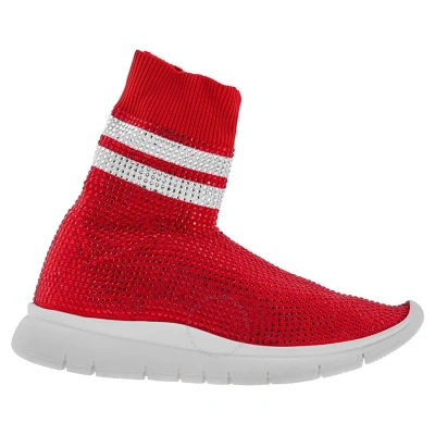 Joshua Sanders Ladies Red Sneakers Sock All Strass