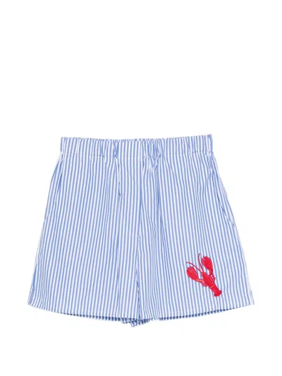 Joshua Sanders Lobster-embroideried Shorts In Blue