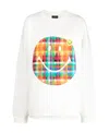 Joshua Sanders Plaid Smiley-motif Jersey Sweatshirt In White