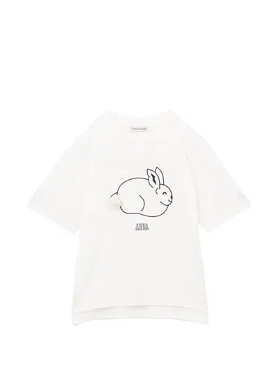 Joshua Sanders Rabbit-print Pompom-detail T-shirt In White