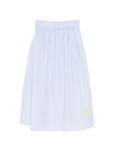 Joshua Sanders Seersucker Midi Skirt In Blue