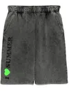 Joshua Sanders Slogan Print Shorts In Grey