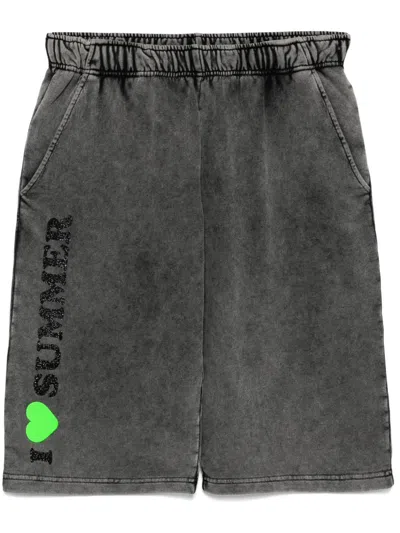 Joshua Sanders Slogan Print Shorts In Grey