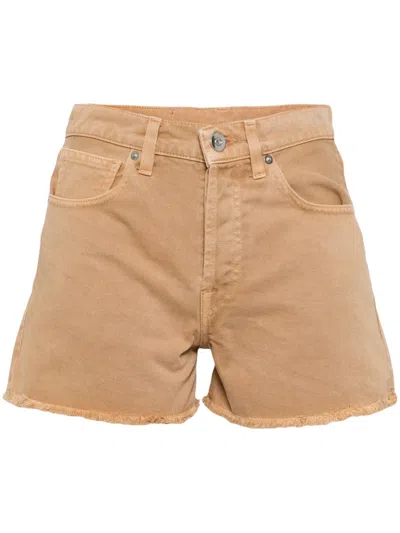 Joshua Sanders Smiley-face Denim Shorts In Brown