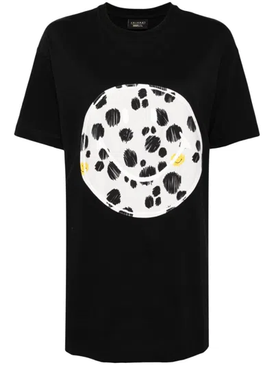 Joshua Sanders Smiley-motif Oversized T-shirt In Black