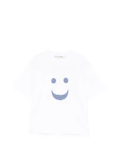 Joshua Sanders Smiley Striped T-shirt In White