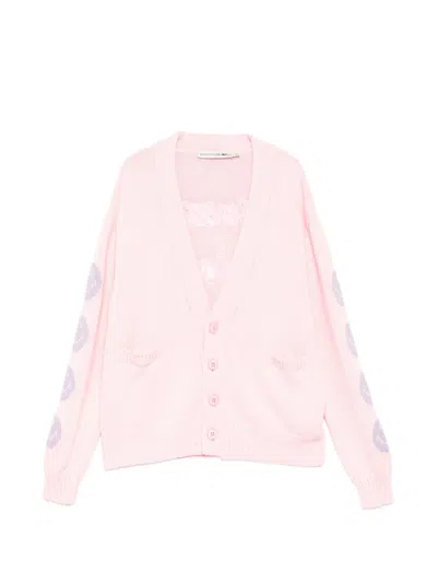 Joshua Sanders Smiley-face V-neck Cardigan In Pink