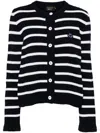 Joshua Sanders Striped Knit Cardigan In Blue