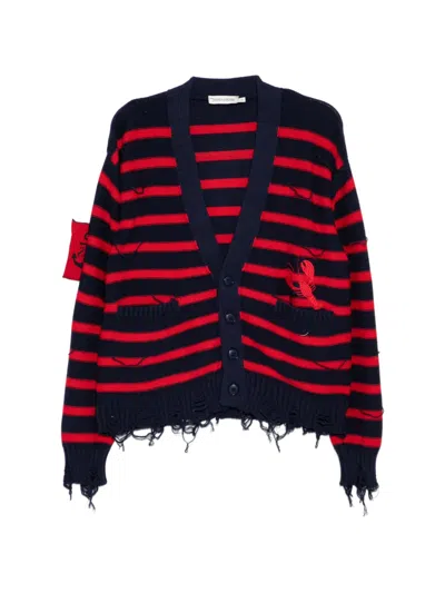 Joshua Sanders Striped Lobster Cardigan In Red