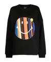 Joshua Sanders Striped Smiley-motif Jersey Sweatshirt In Black