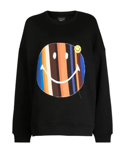 Joshua Sanders Striped Smiley-motif Jersey Sweatshirt In Black