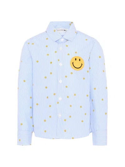 Joshua Sanders Kids' Striped Smiley Shirt In Blue