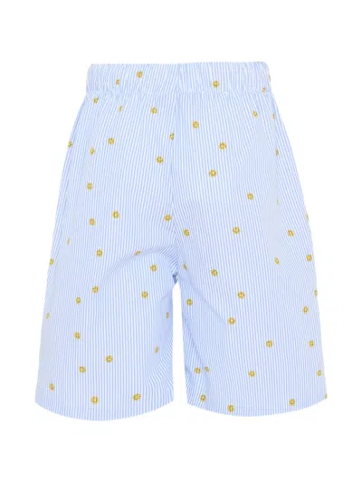 Joshua Sanders Kids' Striped Smiley Shorts In Blue