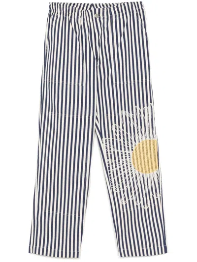 Joshua Sanders Striped Tapered Trousers In Blue