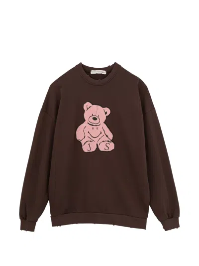 Joshua Sanders Teddy-patch Distressed Sweater In Brown