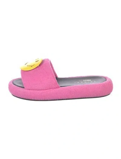 Pre-owned Joshua Sanders Terry Cloth Printed Slides In Pink