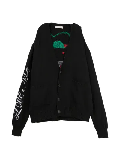 Joshua Sanders V-neck Intarsia-knit Cardigan In Black