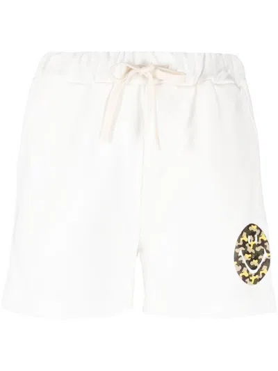 JOSHUA SANDERS WHITE SMILEY LOGO SHORTS