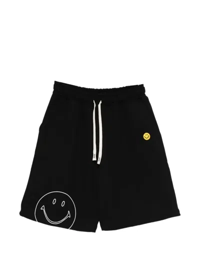 Joshua Sanders X Smiley Logo-detail Track Shorts In Black