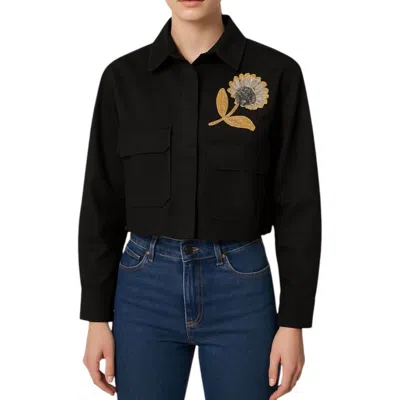 Josie Bruno Vintage Crop Army Jacket In Black