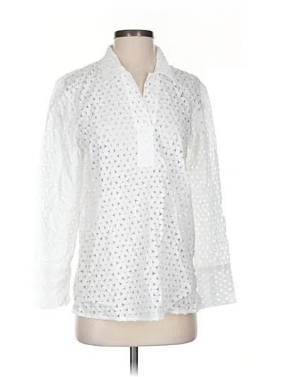Pre-owned Josie Natori 3/4 Sleeve Blouse In White