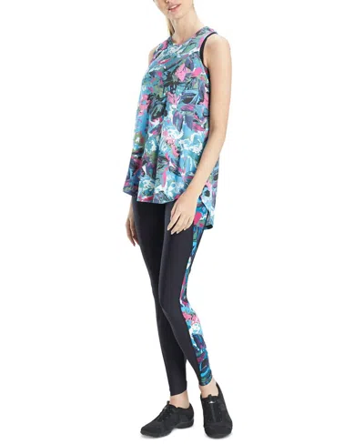 Josie Natori Active Layering Elements Tank Top In Blue Multi
