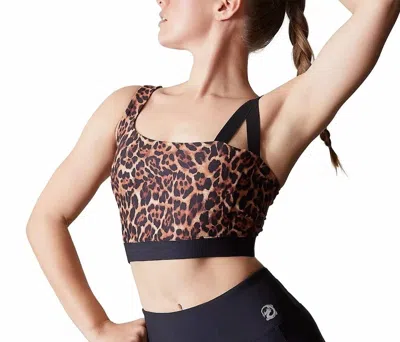 Josie Natori Active Solstice Asymmetrical Cropped Cami Top In Cheetah In Animal Print