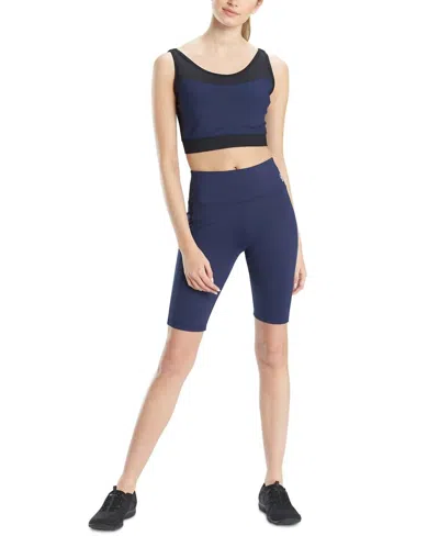 Josie Natori Active Solstice Cropped Sports Tank Top In Navy In Blue
