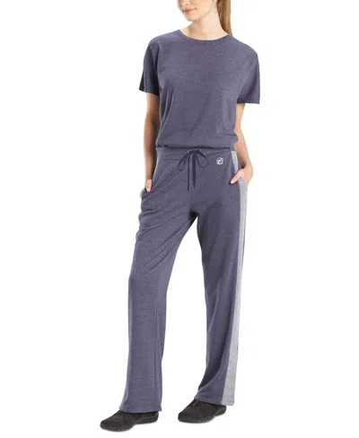 Josie Natori Activewear Chi French Terry Pants In Heather Night Blue