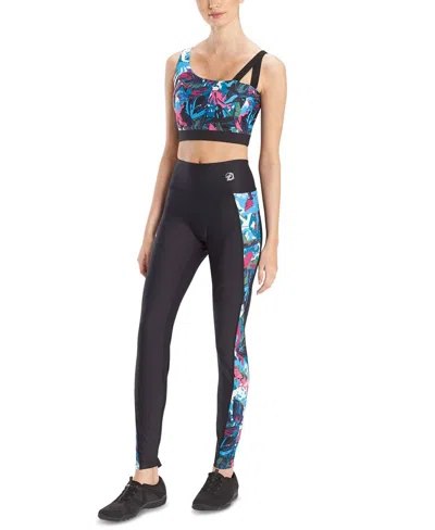 Josie Natori Activewear Solstice Full Leggings In Blue Multi In Black