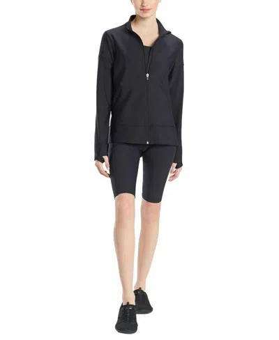 Josie Natori Activewear Solstice Zip Jacket In Black
