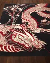 Josie Natori Black Dragon Rug, 8' X 10' In Black Floral