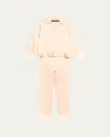 Josie Natori Lolita Cropped Lace-trim Charmeuse Pajama Set In Beige Ecru