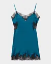 Josie Natori Lolita Lace-trim Open-back Chemise In Blue