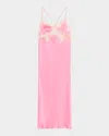 Josie Natori Lolita Lace-trim Silk Charmeuse Nightgown In Ipkec