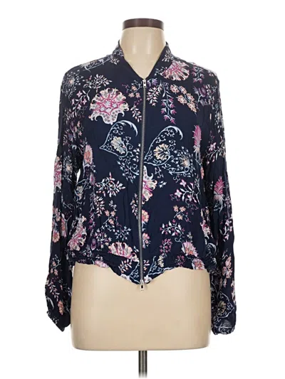 Pre-owned Josie Natori Long Sleeve Blouse In Blue