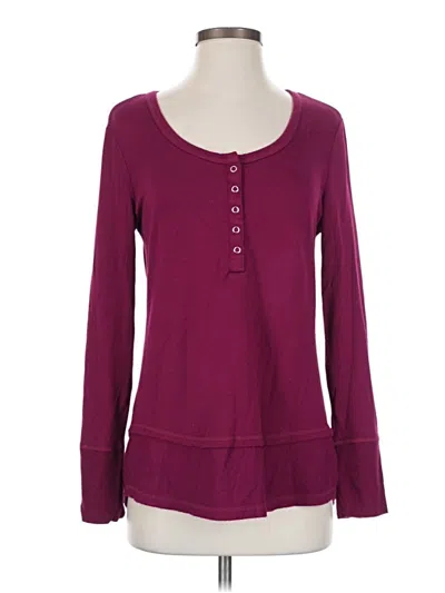 Pre-owned Josie Natori Long Sleeve Top Burgundy Scoop Neck Tops