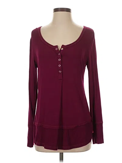 Pre-owned Josie Natori Long Sleeve Top Burgundy Sweetheart Neckline Tops