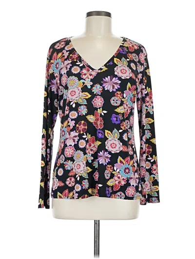 Pre-owned Josie Natori Long Sleeve T-shirt In Black