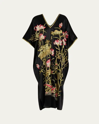 Josie Natori Lotus Couture Floral-embroidered Midi Dress