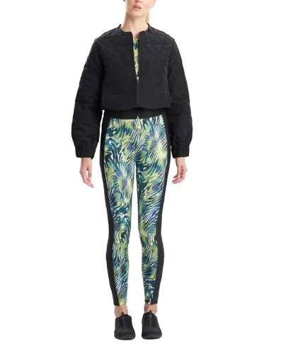 Josie Natori Quilted Bomber Puffer Jacket In Black