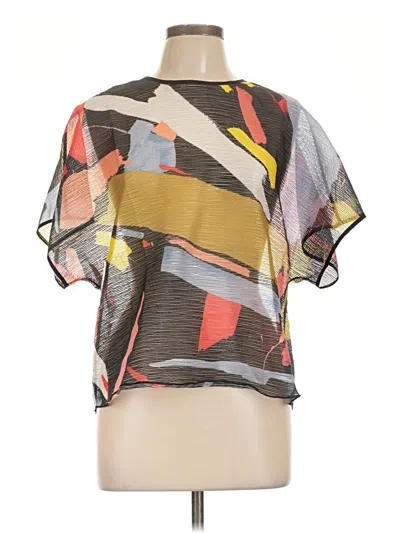Pre-owned Josie Natori Short Sleeve Blouse In Brown