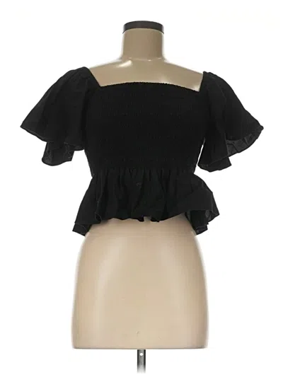 Pre-owned Josie Natori Short Sleeve Top Black Strapless Neckline Tops